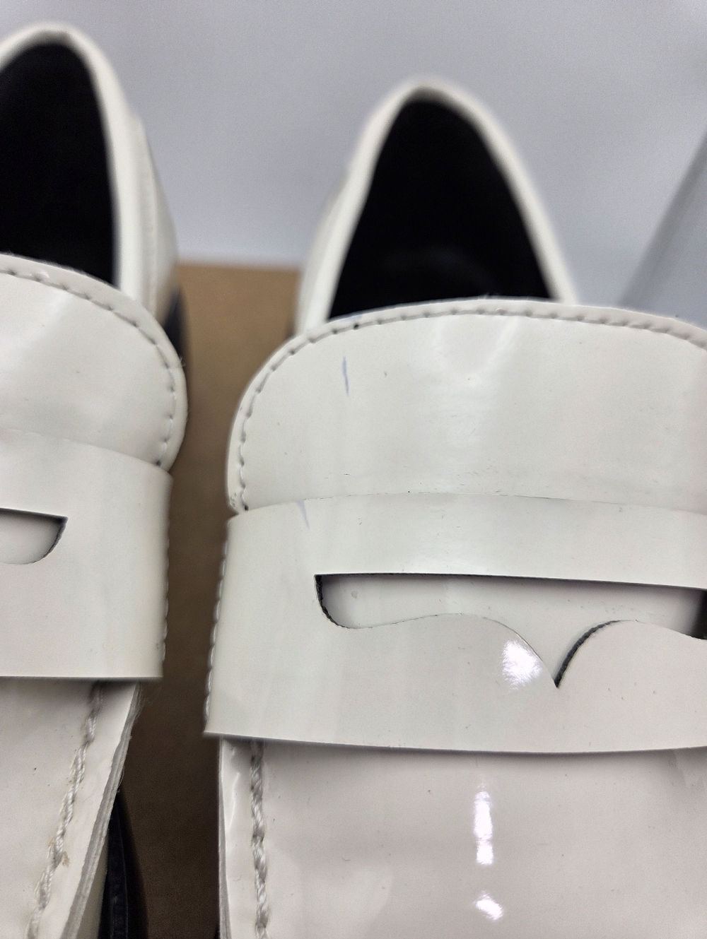 Steve Madden Cream White Lotto Loafers Chunky Heel 7.5 - Picture 5 of 8